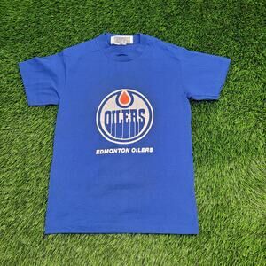 Vintage 90s Edmonton-Oilers Shirt XS/S 17x24 Blue